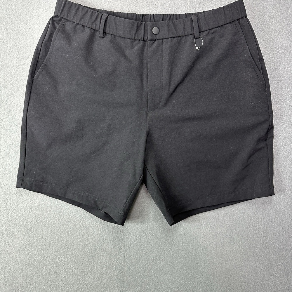 Bearbottom Shorts Men's large Black Tech Elastic Waist 7 inch Flat Golf Nylon